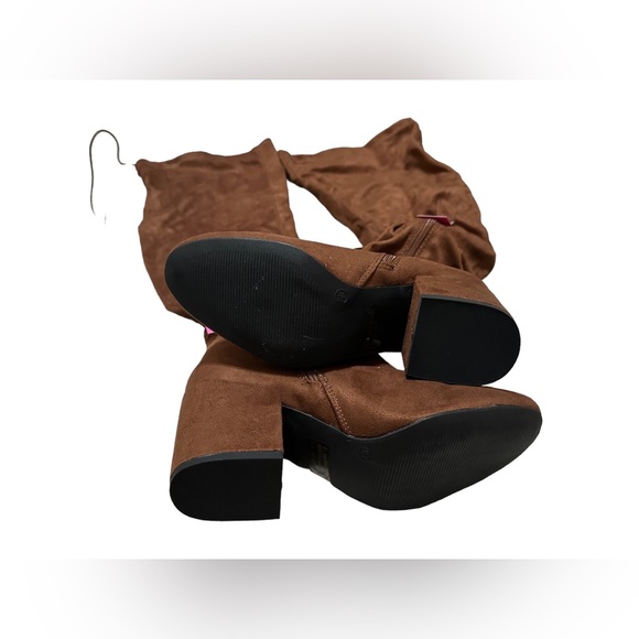 Brown Drawstring Over the Knee Boots - Picture 4 of 6